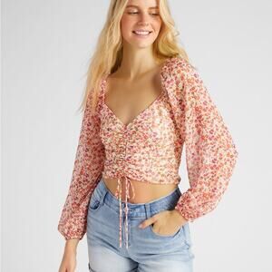 HEATERLY Floral Smocked Top Sz S